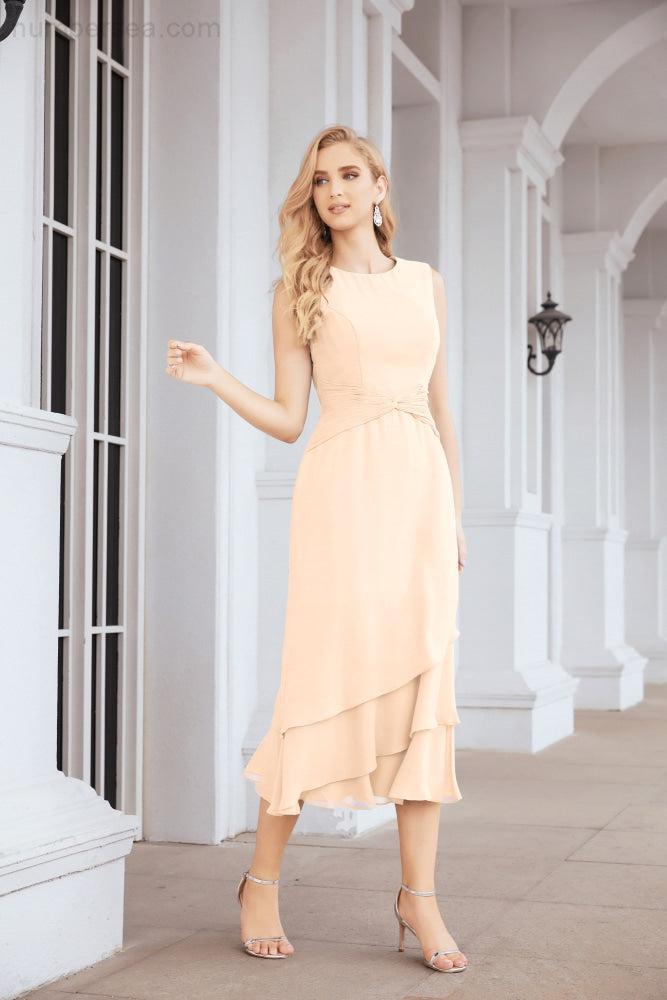 Numbersea Formal Party Gown Dress Chiffon Long Mother of The Bride Dresses with Ruffle Cape 28072 - numbersea