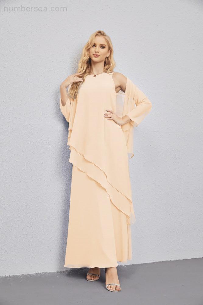Mother of Bride Dresses with Open Front Lightweight Cardigan Formal Prom Gown 28081-numbersea