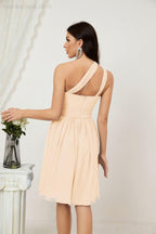 Numbersea Women Chiffon Short One Shoulder Bridesmaid Dress Formal Dresses For Party Homecoming 2804