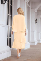 Numbersea Formal Party Gown Dress Chiffon Long Mother of The Bride Dresses with Ruffle Cape 28072 - numbersea