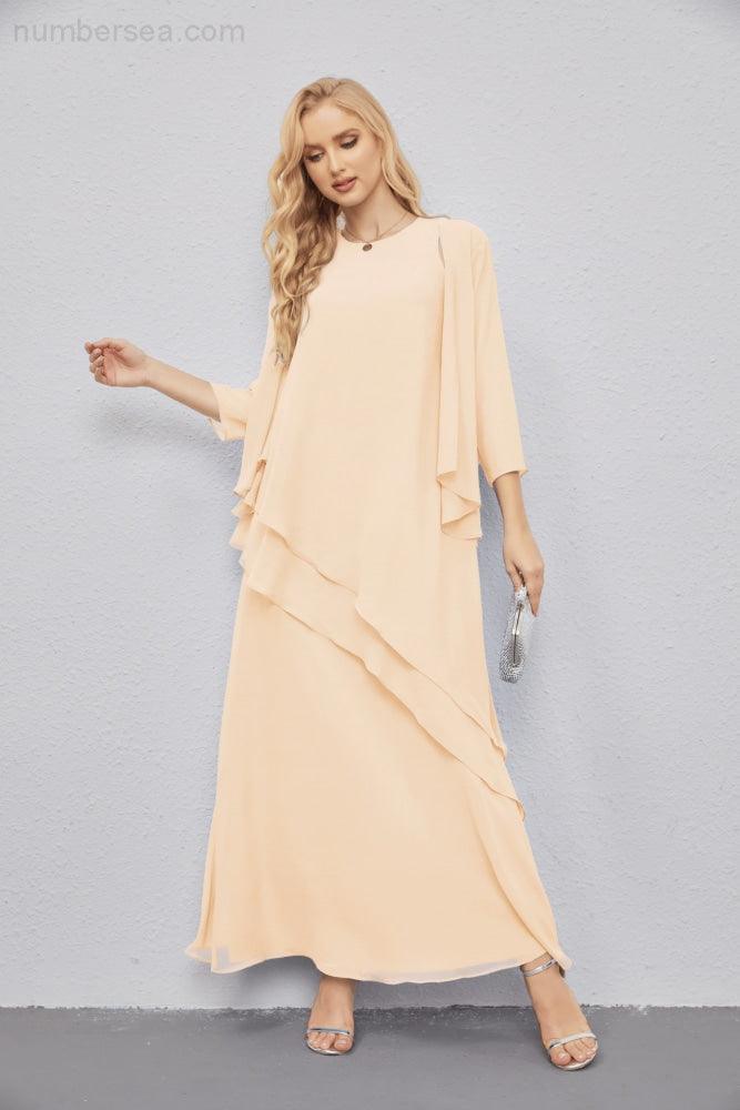 Mother of Bride Dresses with Open Front Lightweight Cardigan Formal Prom Gown 28081-numbersea