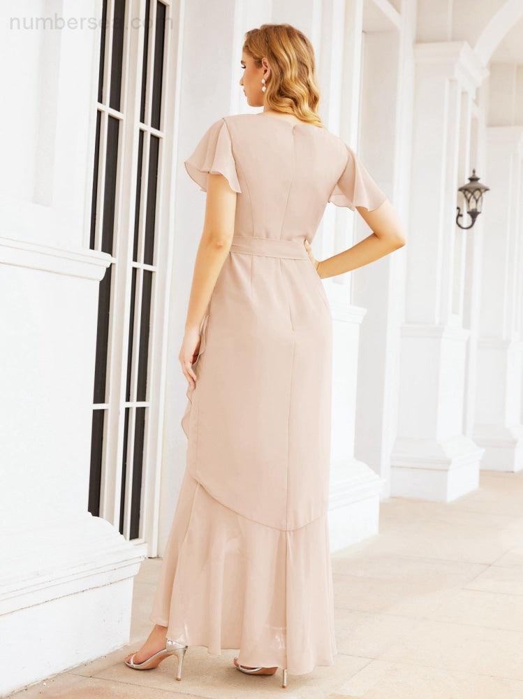 Numbersea Ruffled Bridesmaid Dresses Mermaid Formal Violin Evening Party Prom Gowns 28042-numbersea