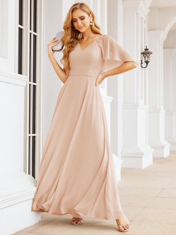 Numbersea Bridesmaid Dresses for Wedding Formal Evening Party Prom Gown with Cape 28050-numbersea