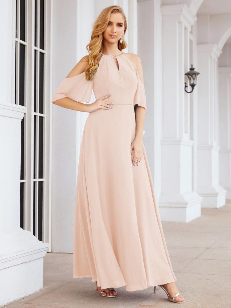 Numbersea Cold Shoulder Bridesmaid Dresses A-Line Long Formal Evening Gowns 28074-numbersea
