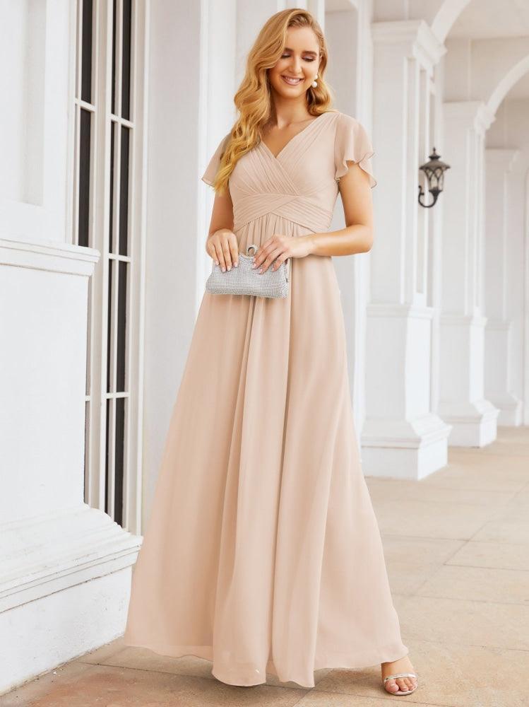 Numbersea Formal Prom Gowns for Mother of The Bride Cap Sleeves Bridesmaid Dress 28047-numbersea