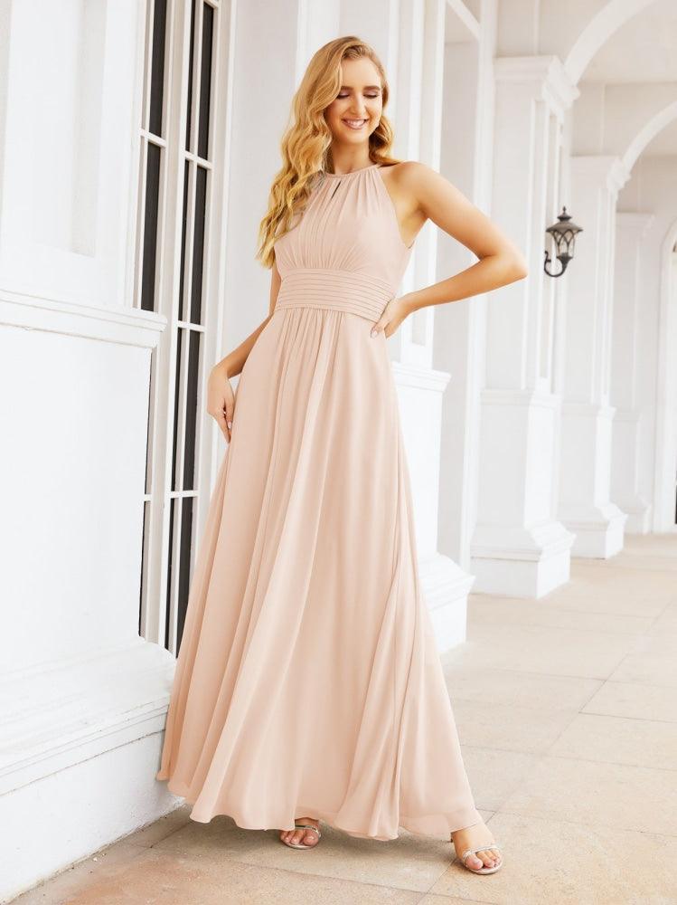 Keyhole Bridesmaid Dresses Sleeveless Formal Evening Party Prom Gowns 28043-numbersea