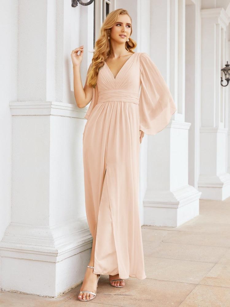 Numbersea Bridesmaid Dresses with Split for Wedding Party Flutter Sleeves 28045-numbersea