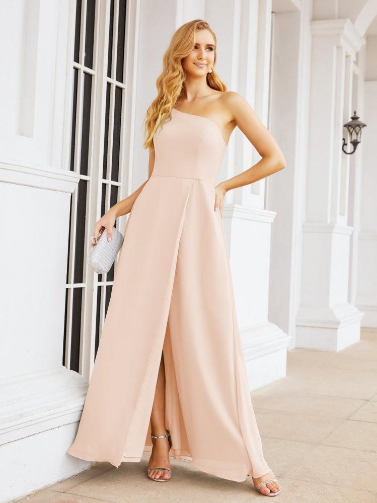 Numbersea Women's One Shoulder Formal Prom Gowns for Mother of The Bride Side Slit Bridesmaid Dresses 28052-numbersea