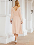 Bridesmaid Dress V-Back Waist Belt Mother of the Bride Wedding Guest 28031-numbersea