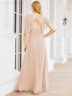 Numbersea Bridesmaid Dresses Cape Formal Prom Dress Open Back Gowns for Mother of The Bride 28058-numbersea