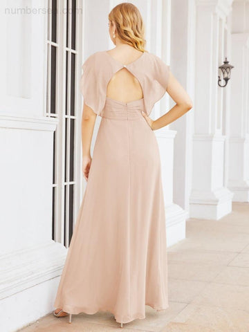 Numbersea Bridesmaid Dresses Cape Formal Prom Dress Open Back Gowns for Mother of The Bride 28058-numbersea