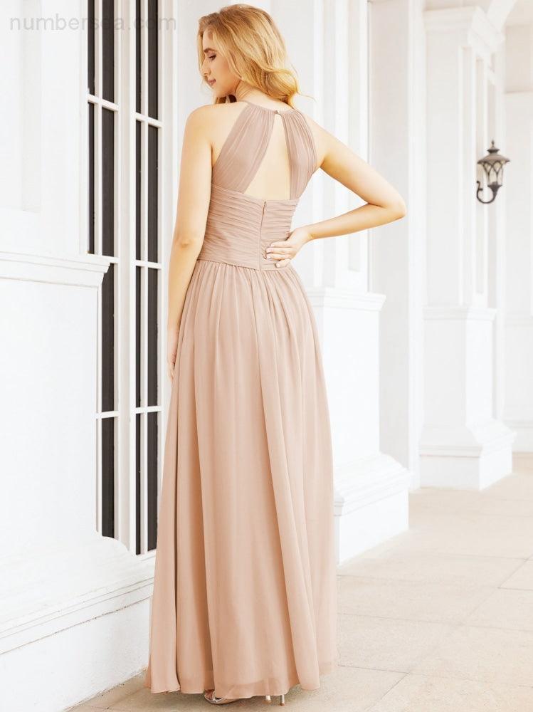 Numbersea Sleeveless Bridesmaid Dresses Long Prom Gown Zipper with Keyhole Back 28056-numbersea