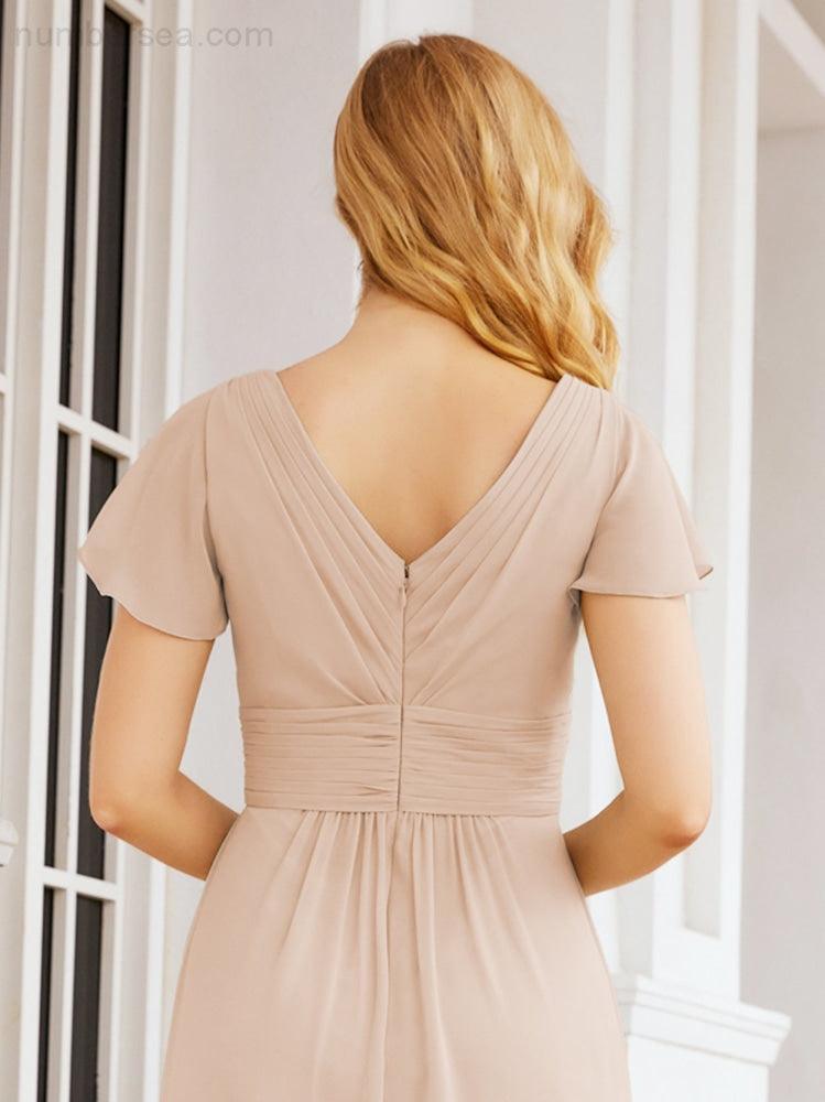 Numbersea Formal Prom Gowns for Mother of The Bride Cap Sleeves Bridesmaid Dress 28047-numbersea