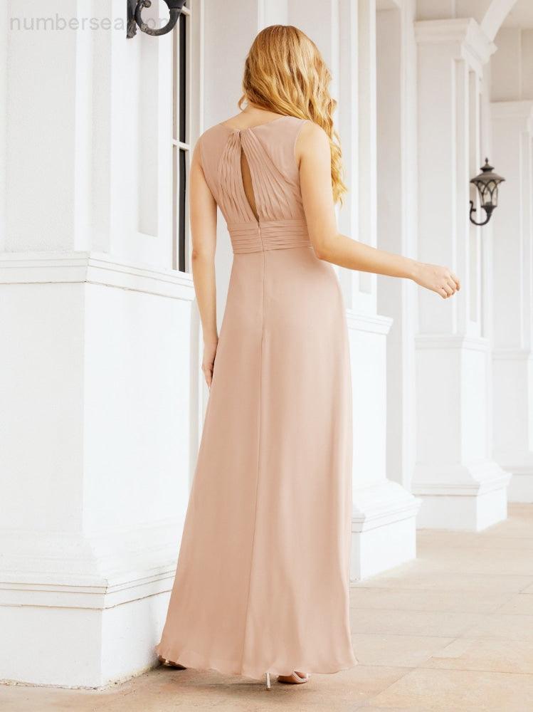 Formal Prom Gown Elegant V-Neck Sleeveless Bridesmaid Dresses for Wedding Party 28037-numbersea