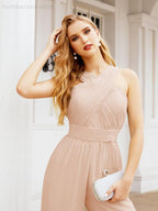Numbersea Crisscross Neck Jumpsuit Formal Evening Dress Long Bridesmaid Dresses Bell-bottomed Pants 28033-numbersea