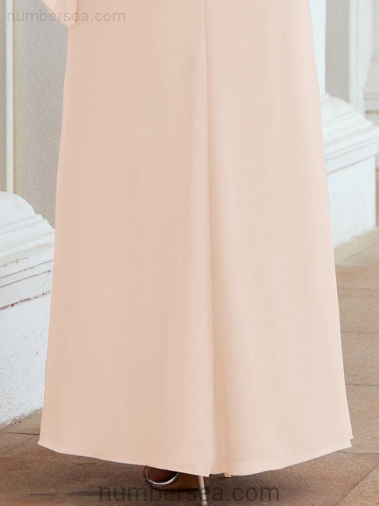 Numbersea Formal Party Gown Dress Long Chiffon Mother Of The Bride Dresses With Ruffle Cape 28026