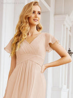 Numbersea Formal Prom Gowns for Mother of The Bride Cap Sleeves Bridesmaid Dress 28047-numbersea