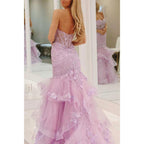 Trompeten-Kleid mit herzförmigem Ausschnitt und Spitzenapplikationen und Tüllschleppe, Party-/Abschlussball-/Abendkleid 