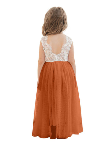 Vestido de niña de las flores con encaje de tul encantado 