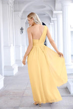 Ladies Chiffon One Shoulder Bridesmaid Evening Dress Wedding Party Evening Dress 28133-numbersea
