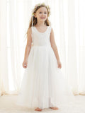 Vestido de niña de las flores con encaje de tul encantado 