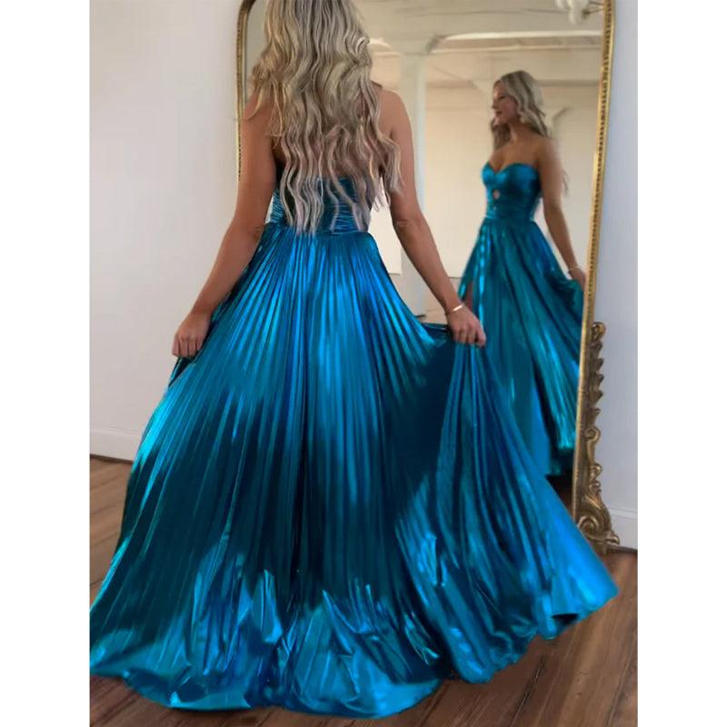 Sweetheart Sleeveless A-line with Side Slit Party Prom Evening Dress