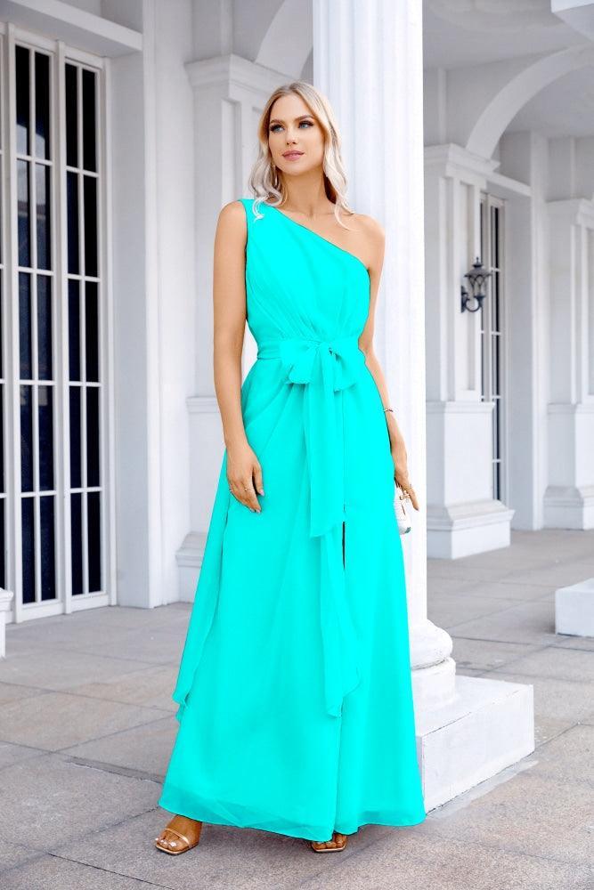 Ladies Chiffon One Shoulder Bridesmaid Evening Dress Wedding Party Evening Dress 28133-numbersea