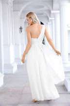 Ladies Chiffon One Shoulder Bridesmaid Evening Dress Wedding Party Evening Dress 28133-numbersea