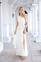 Ladies Chiffon One Shoulder Bridesmaid Evening Dress Wedding Party Evening Dress 28133-numbersea