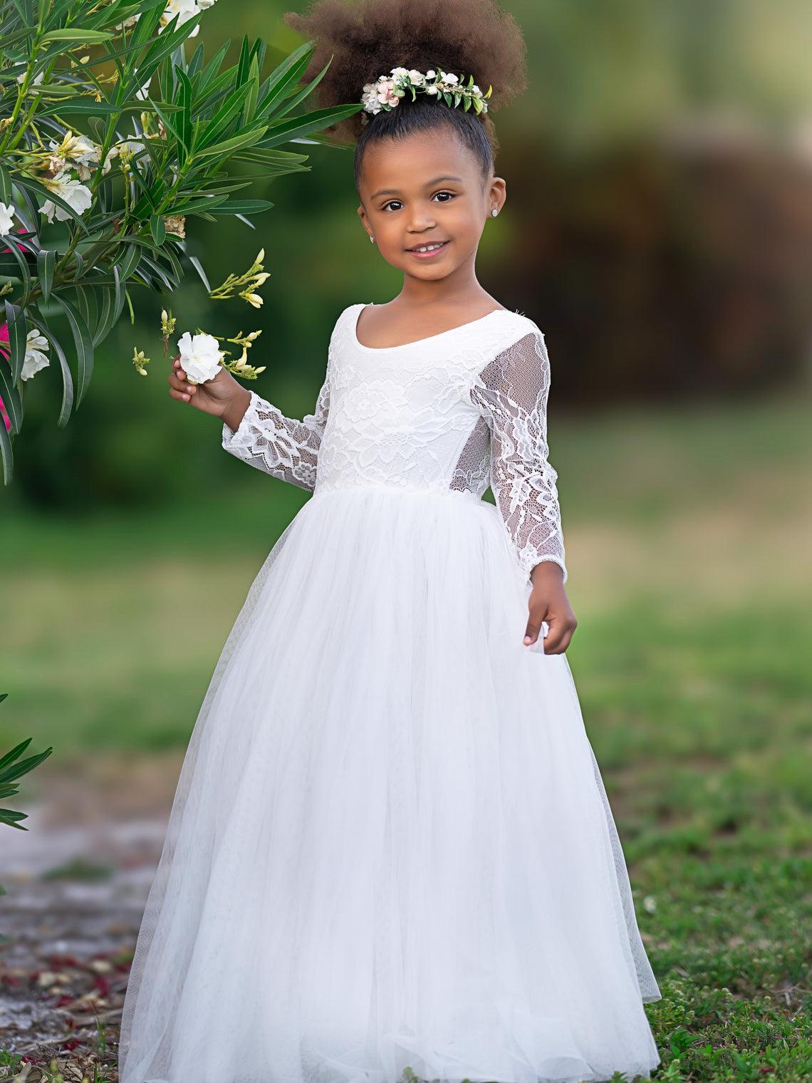 Mädchen Pfingstrose Spitze Zurück A-Linie Gerade Tutu Tüll Party Blumenmädchen Kleid 