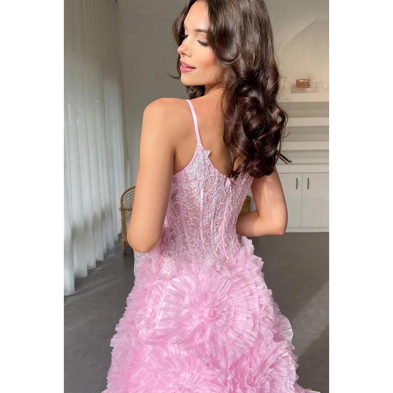 Glamouröses und dramatisches ärmelloses Abendkleid mit Spaghettiträgern, V-Ausschnitt und Schlitz, für Party und Ball