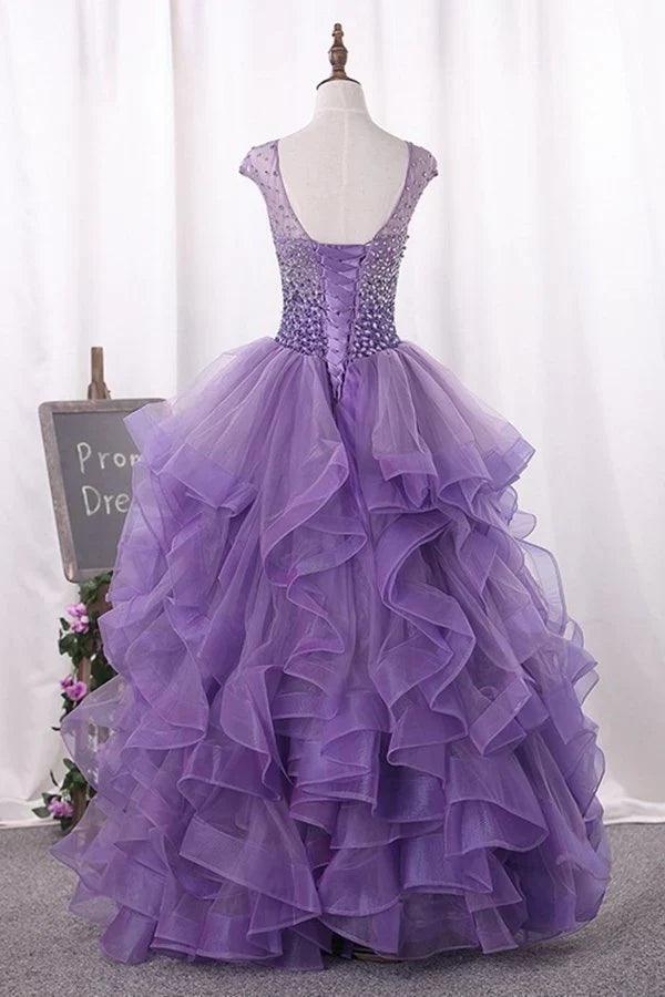 Vestidos de quinceañera de tul con escote redondo PYA2FXC4