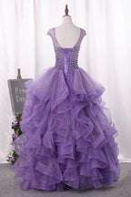 Vestidos de quinceañera de tul con escote redondo PYA2FXC4