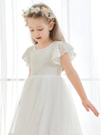 Knöchellanges weißes Kleid aus Spitzentüll (2003227579) 