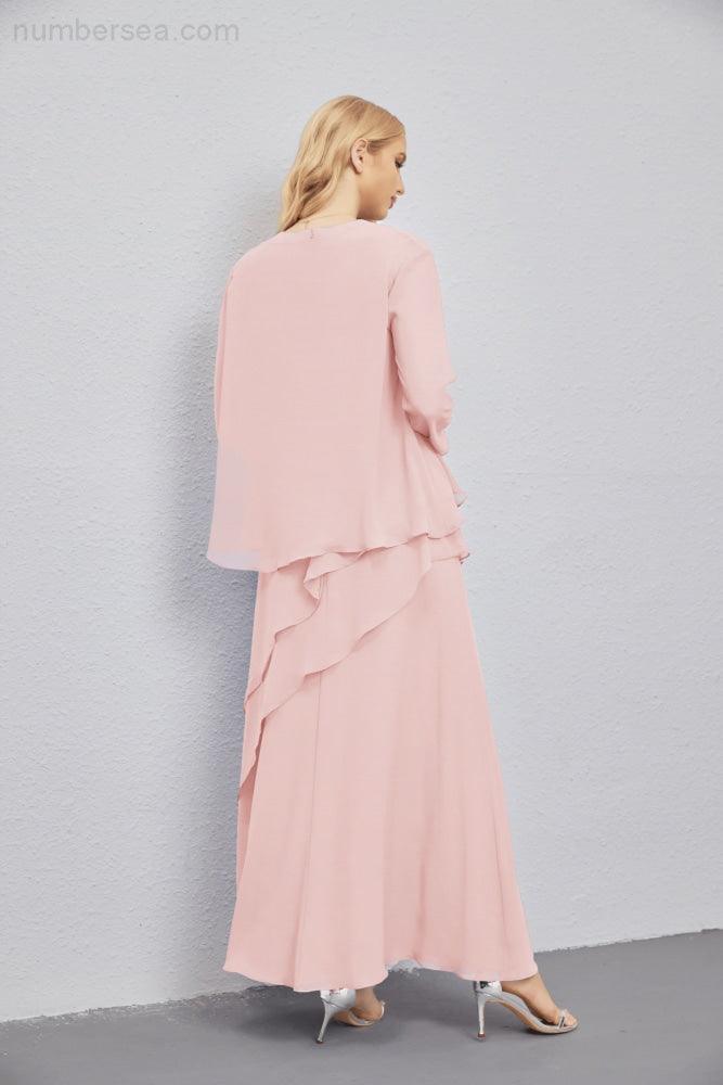 Mother of Bride Dresses with Open Front Lightweight Cardigan Formal Prom Gown 28081-numbersea