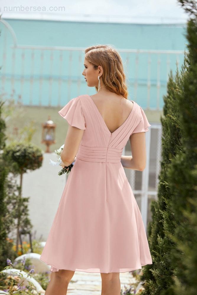 Neck Chiffon Bridesmaid Dresses Formal Cocktail Prom Gown Homecoming 28013