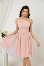 Numbersea Women Chiffon Short One Shoulder Bridesmaid Dress Formal Dresses For Party Homecoming 2804