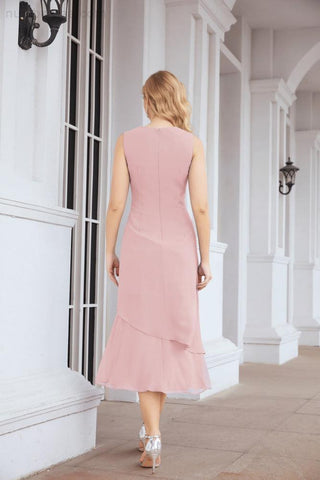 Numbersea Formal Party Gown Dress Chiffon Long Mother of The Bride Dresses with Ruffle Cape 28072 - numbersea
