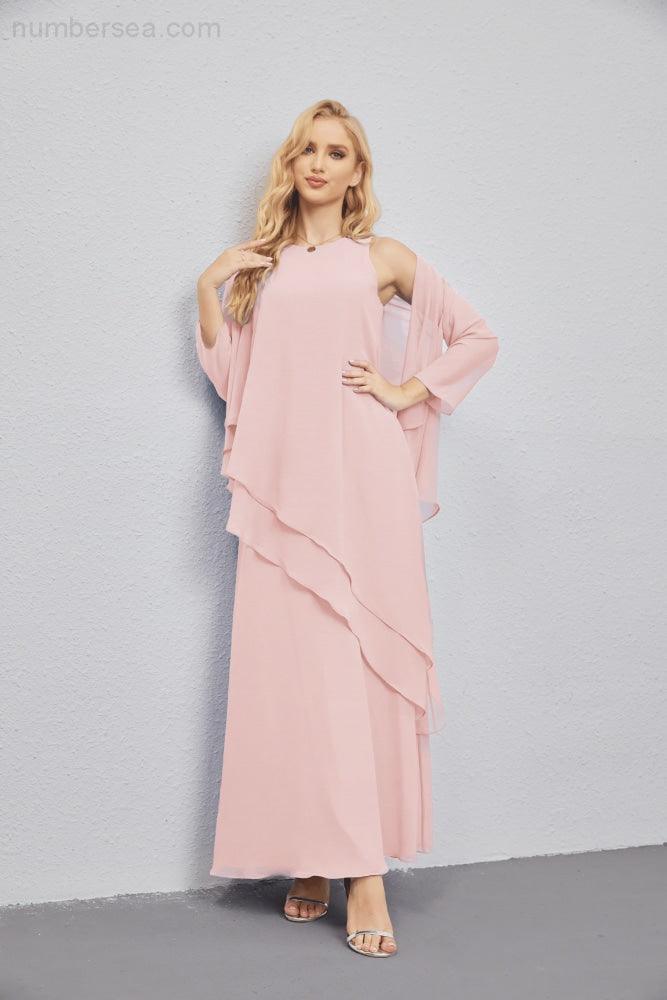 Mother of Bride Dresses with Open Front Lightweight Cardigan Formal Prom Gown 28081-numbersea