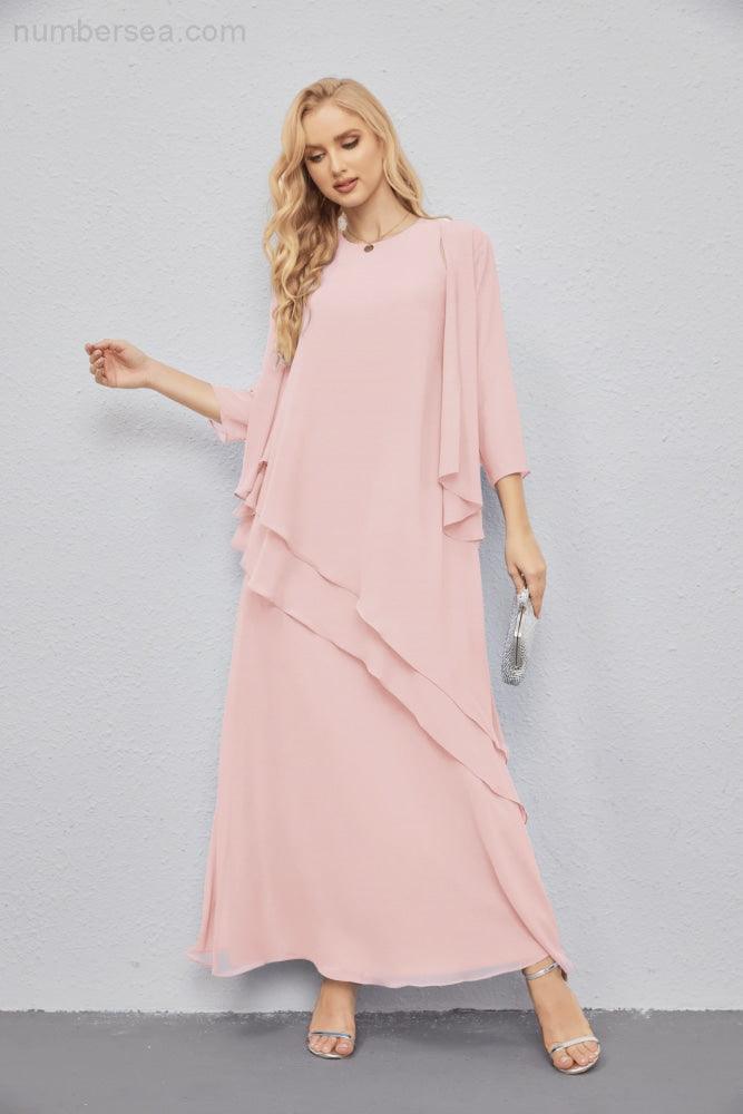 Mother of Bride Dresses with Open Front Lightweight Cardigan Formal Prom Gown 28081-numbersea