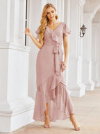 Numbersea Ruffled Bridesmaid Dresses Mermaid Formal Violin Evening Party Prom Gowns 28042-numbersea
