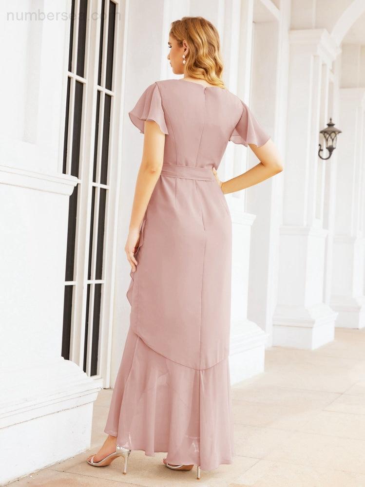 Numbersea Ruffled Bridesmaid Dresses Mermaid Formal Violin Evening Party Prom Gowns 28042-numbersea