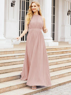 Numbersea Halter Bridesmaid Dress Empire Waist Formal Evening Prom Gown for Mother of The Bride 28030-numbersea