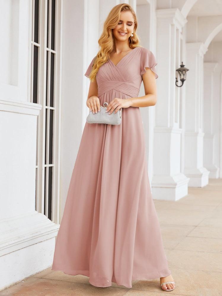 Numbersea Formal Prom Gowns for Mother of The Bride Cap Sleeves Bridesmaid Dress 28047-numbersea
