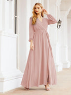 Numbersea Women's Chiffon Bridesmaid Dress A line Long Sleeves Formal Evening Prom Gown for Wedding Guest 28032-numbersea