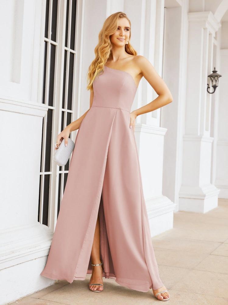 Numbersea Women's One Shoulder Formal Prom Gowns for Mother of The Bride Side Slit Bridesmaid Dresses 28052-numbersea