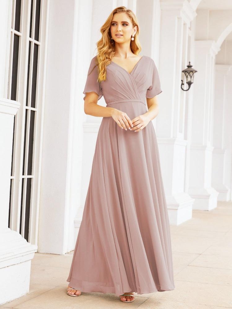 Numbersea Formal Prom Gowns for Mother of The Bride Short Sleeves Bridesmaid Dress 28049-numbersea