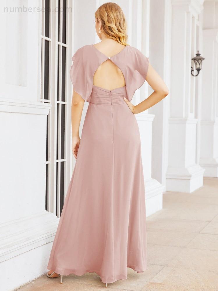 Numbersea Bridesmaid Dresses Cape Formal Prom Dress Open Back Gowns for Mother of The Bride 28058-numbersea