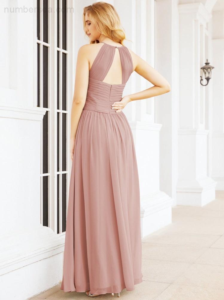 Numbersea Sleeveless Bridesmaid Dresses Long Prom Gown Zipper with Keyhole Back 28056-numbersea