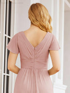 Numbersea Formal Prom Gowns for Mother of The Bride Cap Sleeves Bridesmaid Dress 28047-numbersea